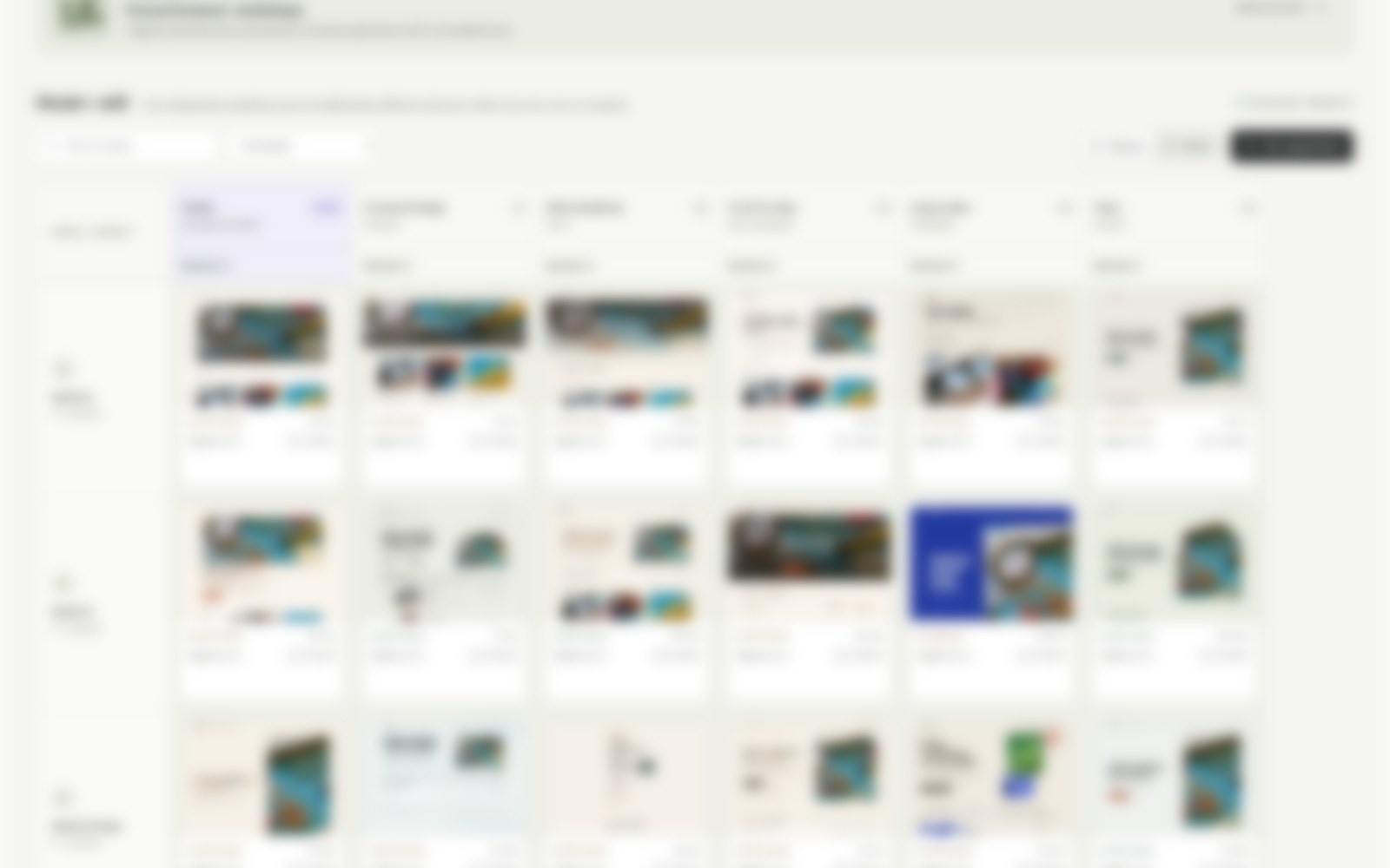 A blurred glimpse of the UI Palooza comparison matrix, showing interface designs from different AI models.